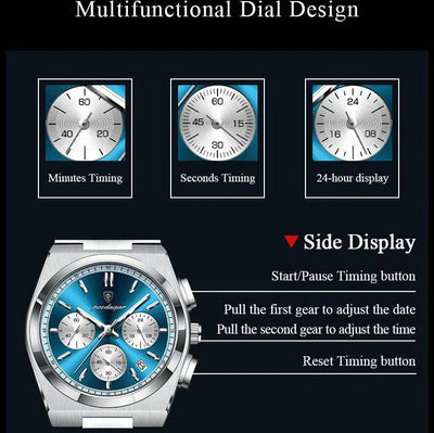 ChronoElite - Montre Homme Luxe Étanche - Argent