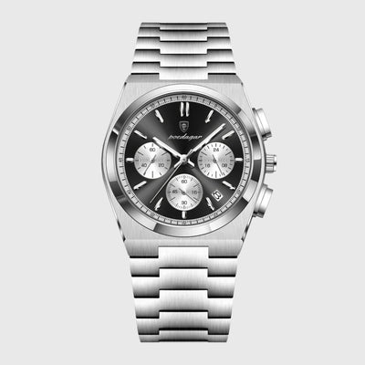 ChronoElite - Montre Homme Luxe Étanche - Argent