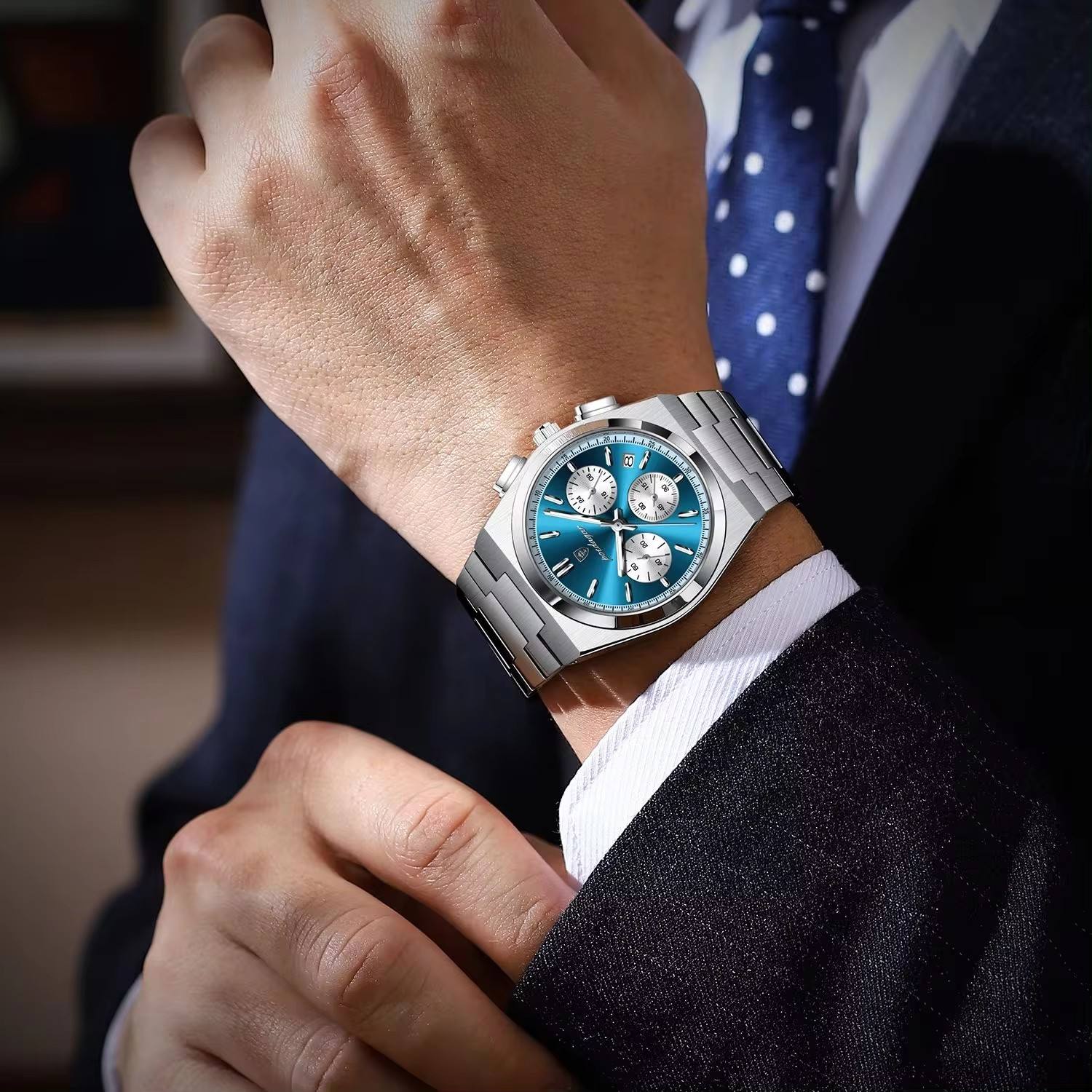 ChronoElite - Montre Homme Luxe Étanche - Argent