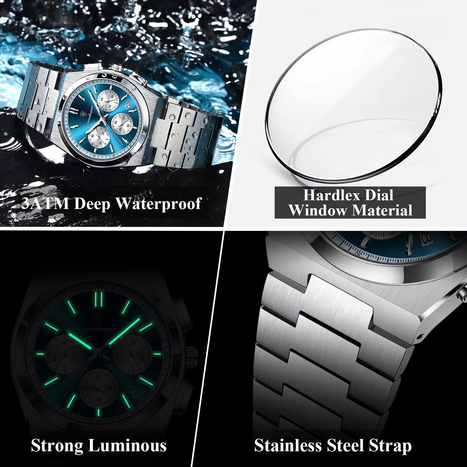 ChronoElite - Montre Homme Luxe Étanche - Argent