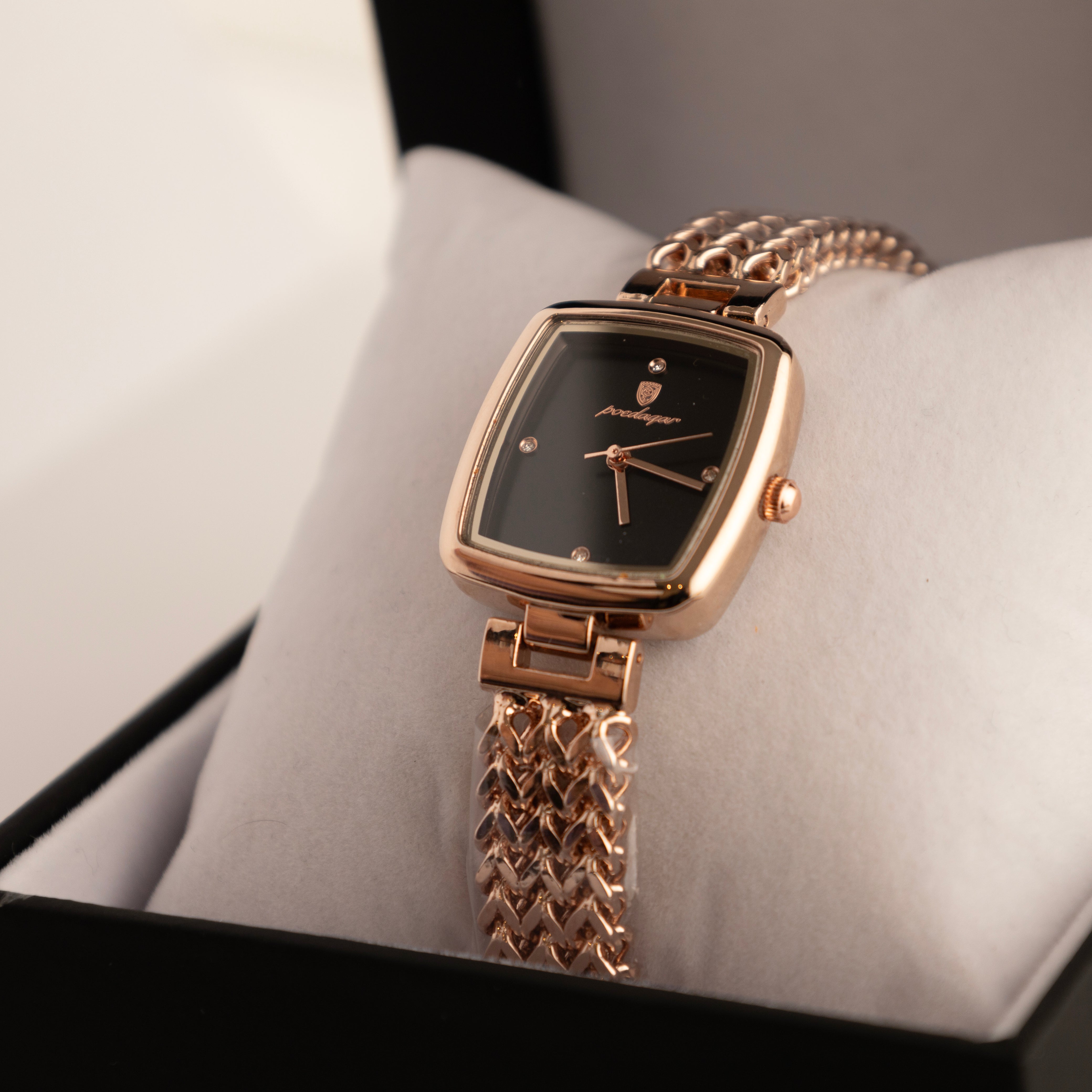 Elite Carrée - Montre Femme Luxe Étanche - Dorée Rose