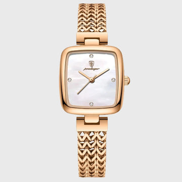 Elite Carrée - Montre Femme Luxe Étanche - Dorée Rose