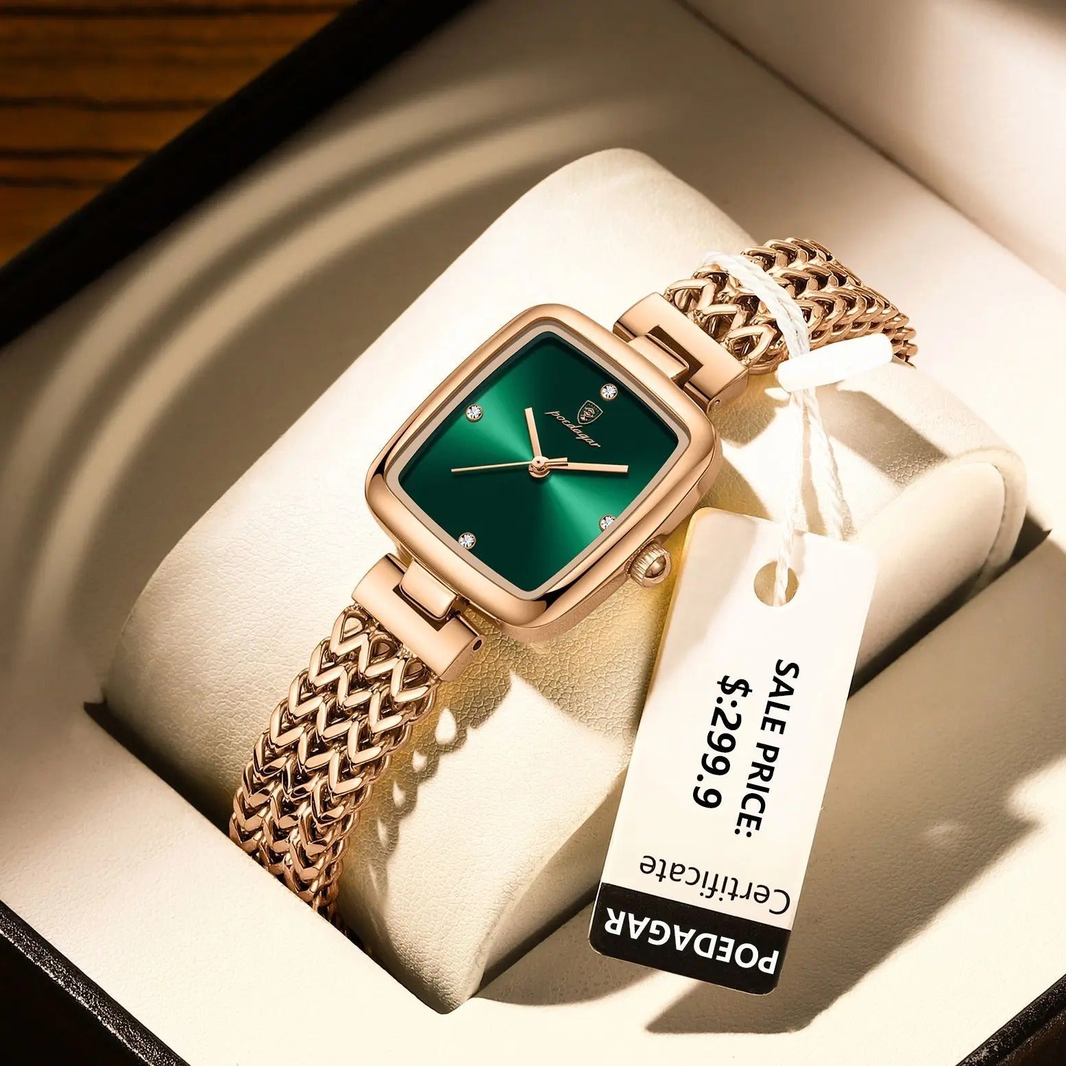 Elite Carrée - Montre Femme Luxe Étanche - Dorée Rose