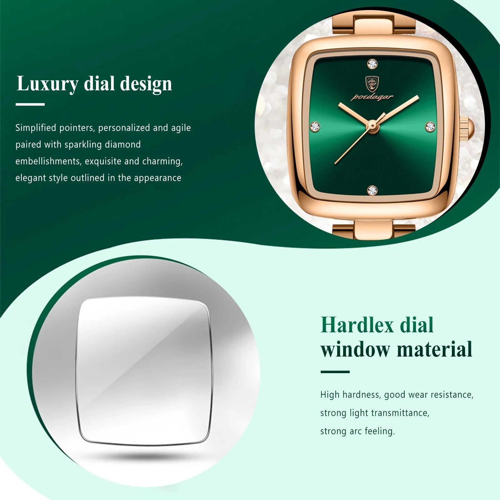 Elite Carrée - Montre Femme Luxe Étanche - Dorée Rose