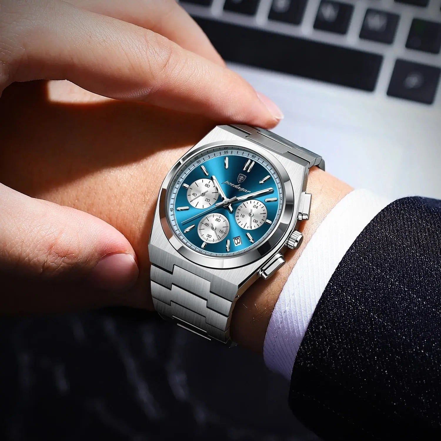 ChronoElite - Montre Homme Luxe Étanche - Argent